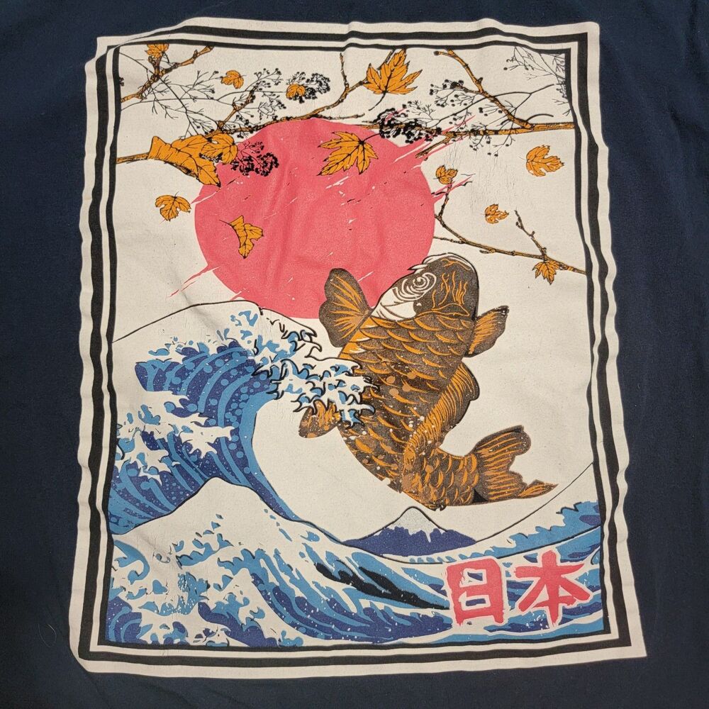 OG Hustle Graphic LS Black Unisex Tee "Japan" Fish - Size XL
